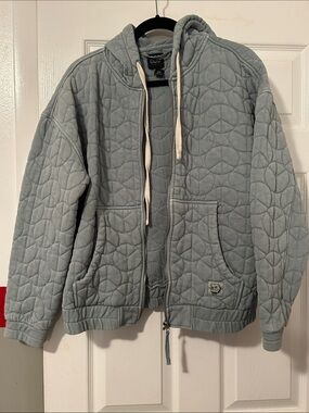Urban Outfitters Quilted Hooded Puffer Jacket in Light Gray